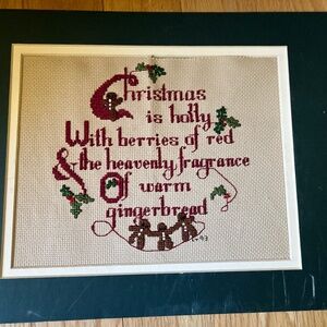 Cross-Stitch Christmas Sampler poem Handmade finished gingerbread